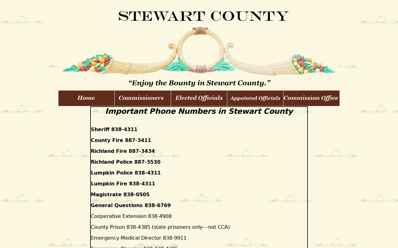 Stewart County court docket phone numbers on the official county list
