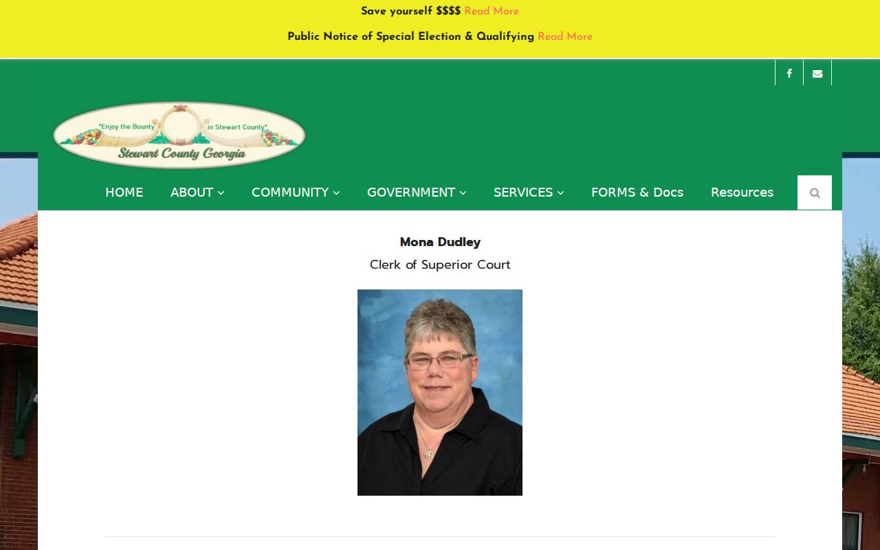 Stewart County court docket records on the Superior Court clerk page