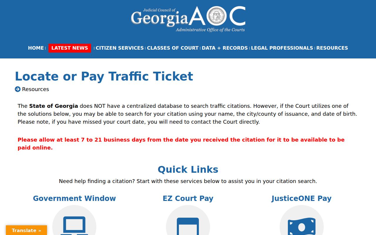 Georgia routing guidance for Stewart County traffic tickets